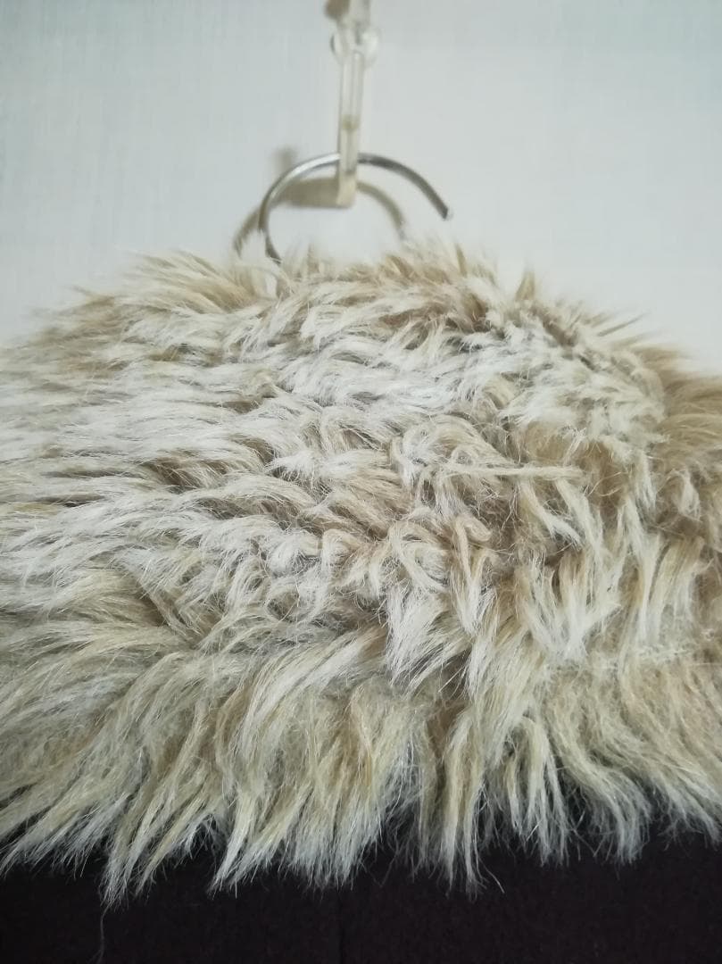 Jane Marple ラムメルトンファーカラーケープコート ウール サイズM