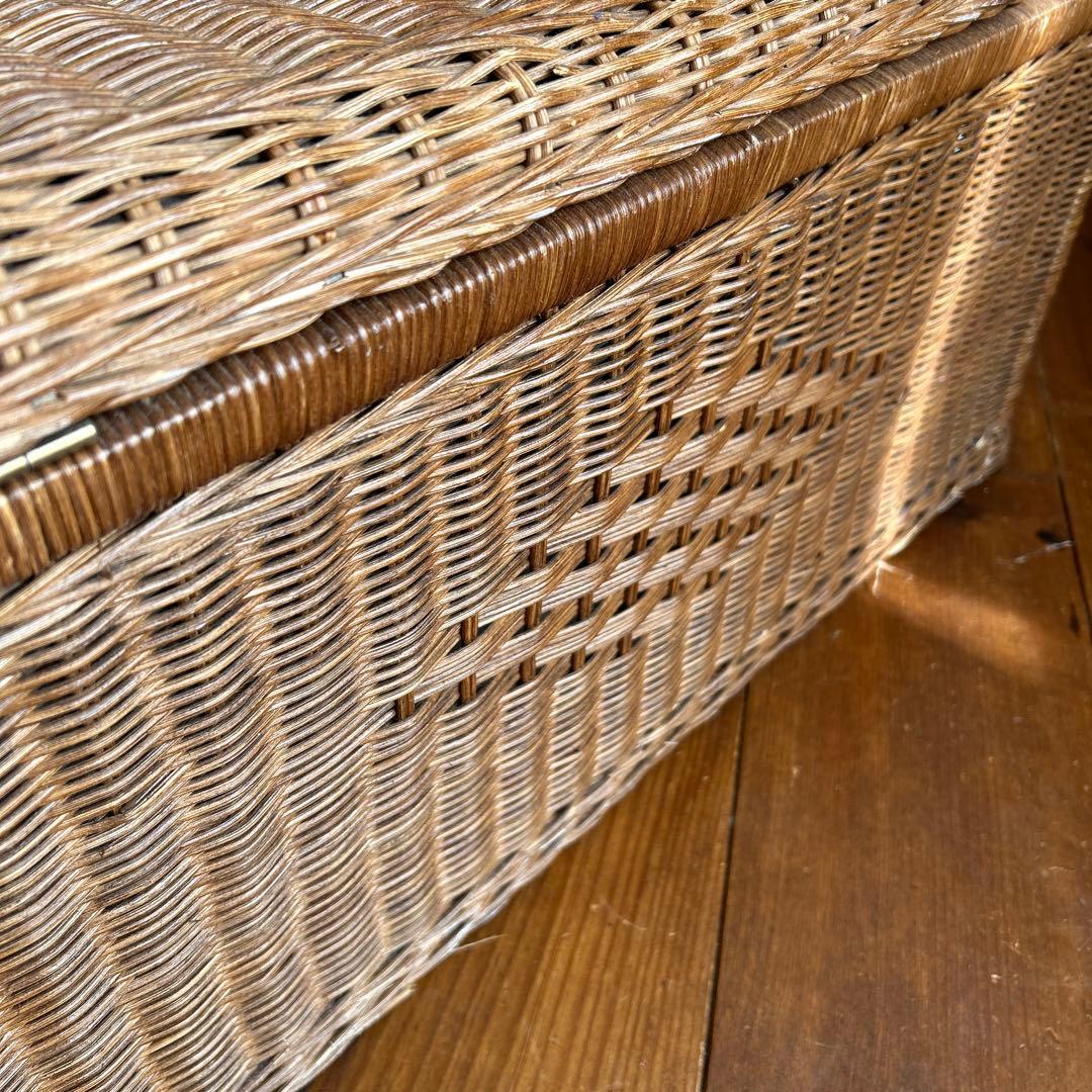 vintage ラタン　大型収納 籐　トランク　蓋付き収納　子供部屋　おもちゃ箱