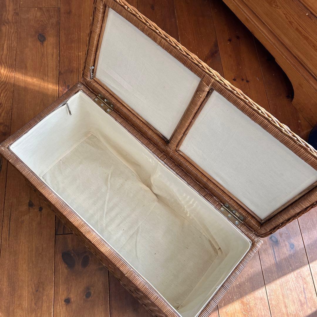 vintage ラタン　大型収納 籐　トランク　蓋付き収納　子供部屋　おもちゃ箱