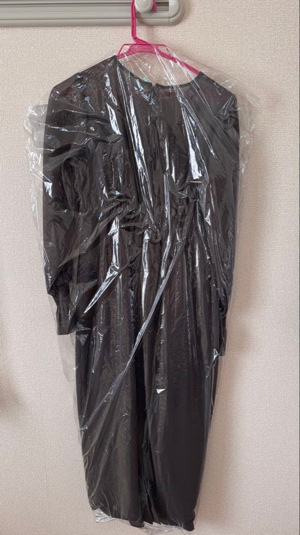 niana ビスチェ風ボリュームスリーブシフォンドレス チャコール Mサイズ