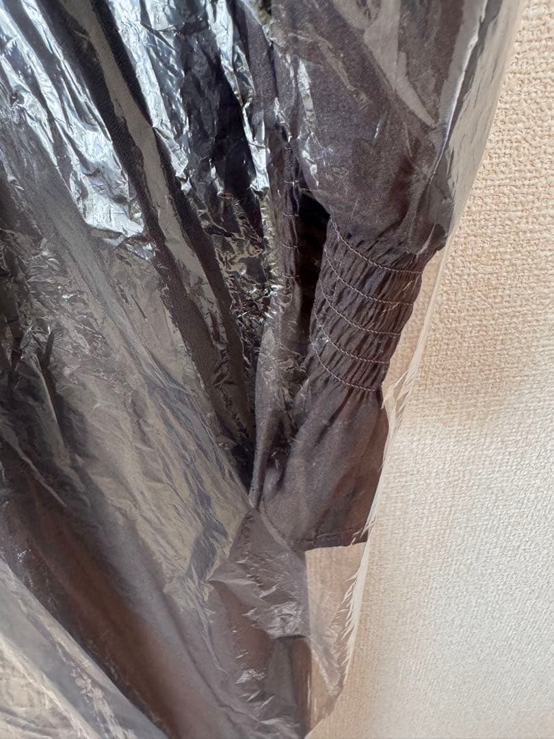 niana ビスチェ風ボリュームスリーブシフォンドレス チャコール Mサイズ