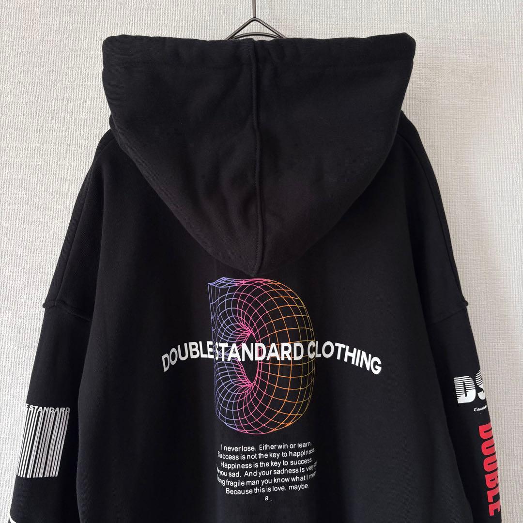 24AW ダブルスタンダードクロージング グラフィック裏毛パーカー ベアー 黒