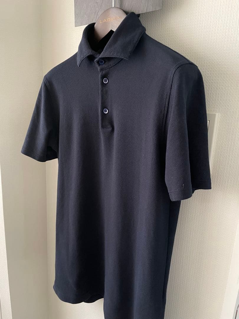 【美品】 クルチアーニ ポロシャツ 鹿の子 48 ネイビー