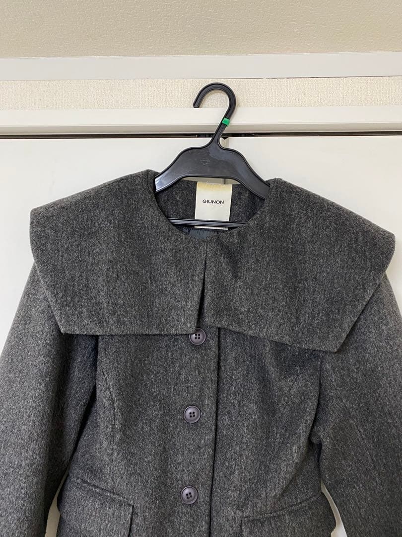 GIUNON giunon ジウノン ビッグカラーコート チャコールグレー