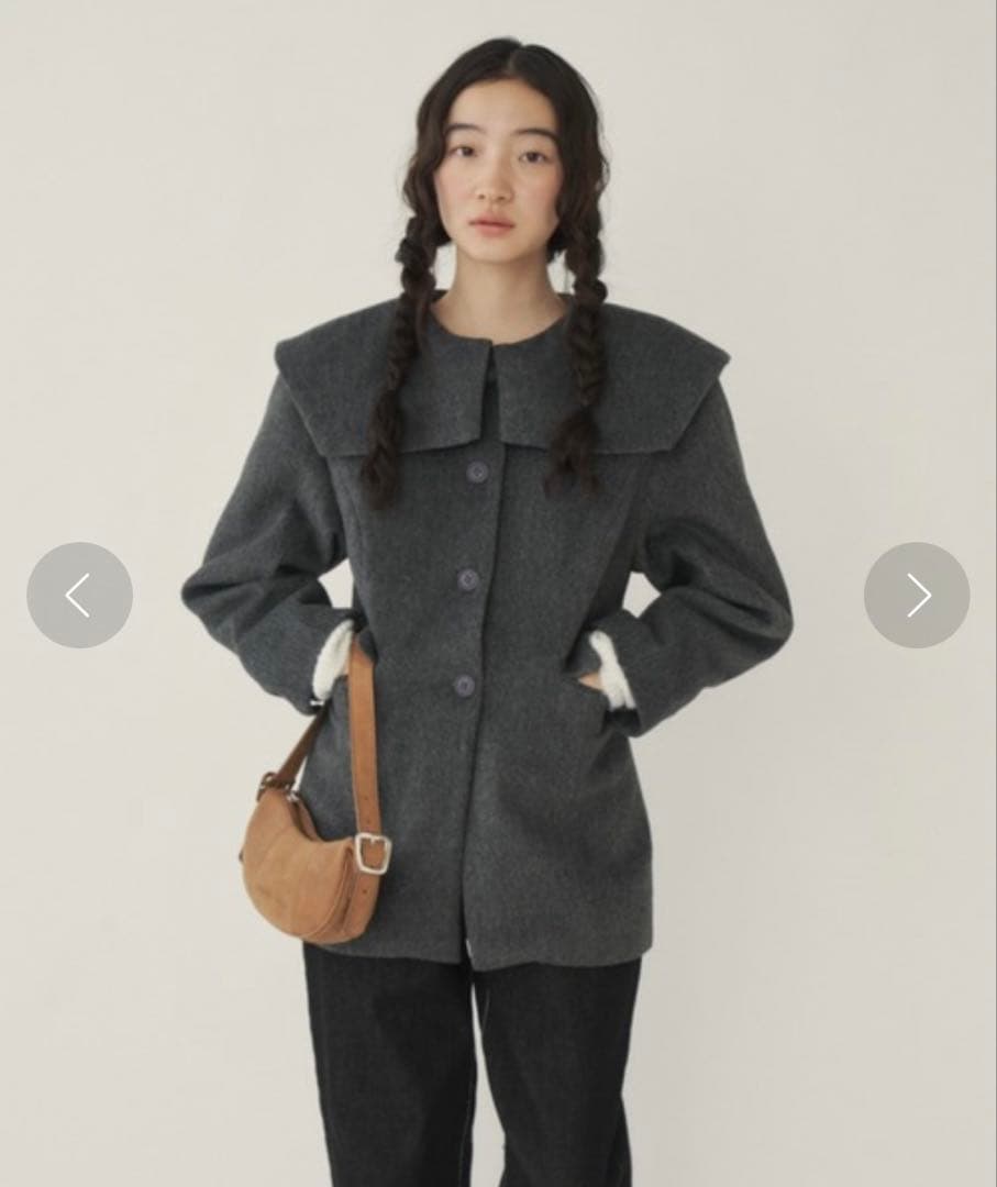 GIUNON giunon ジウノン ビッグカラーコート チャコールグレー