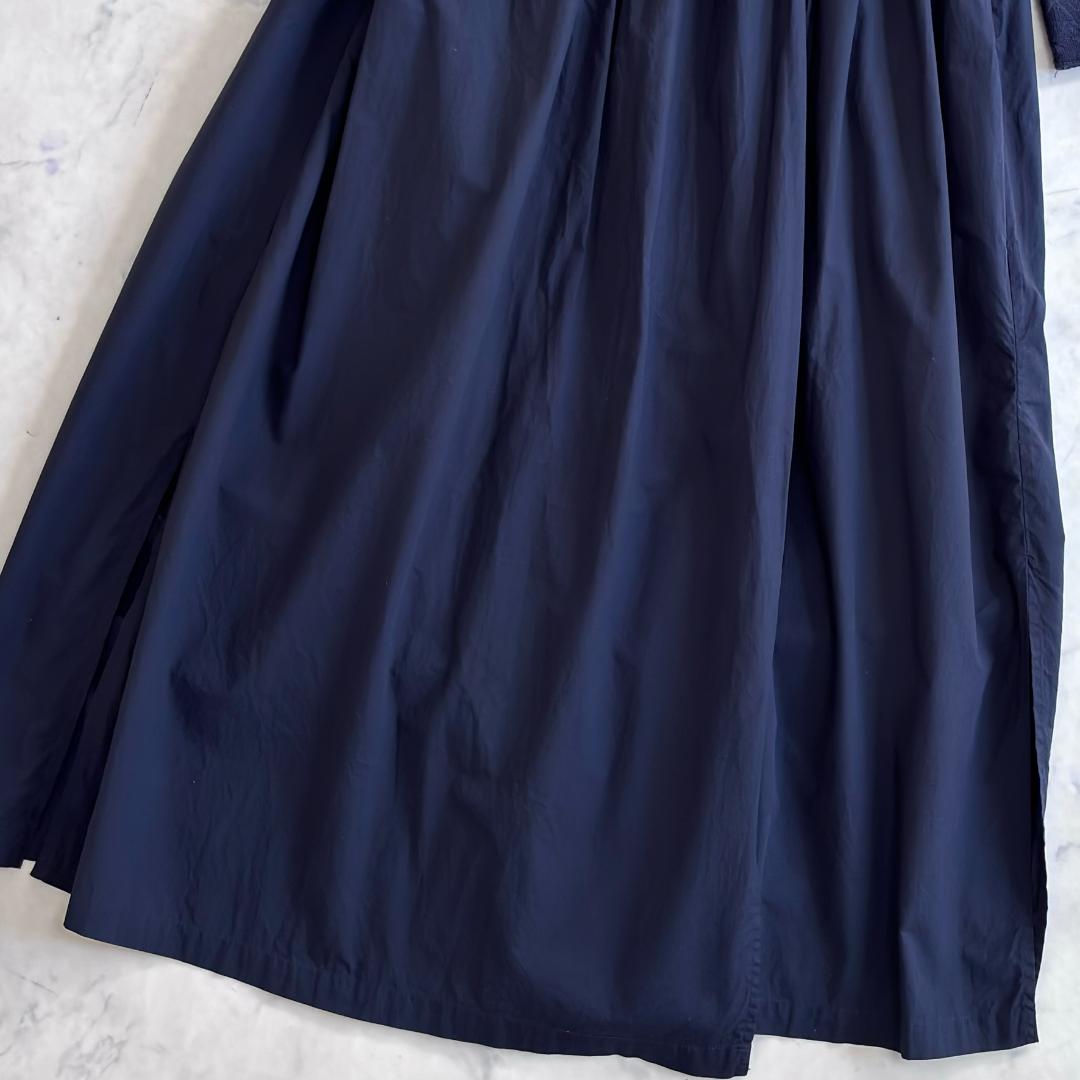 ヌキテパ エンブロイダリー カットワーク カシュクール ワンピース 紺 ub4