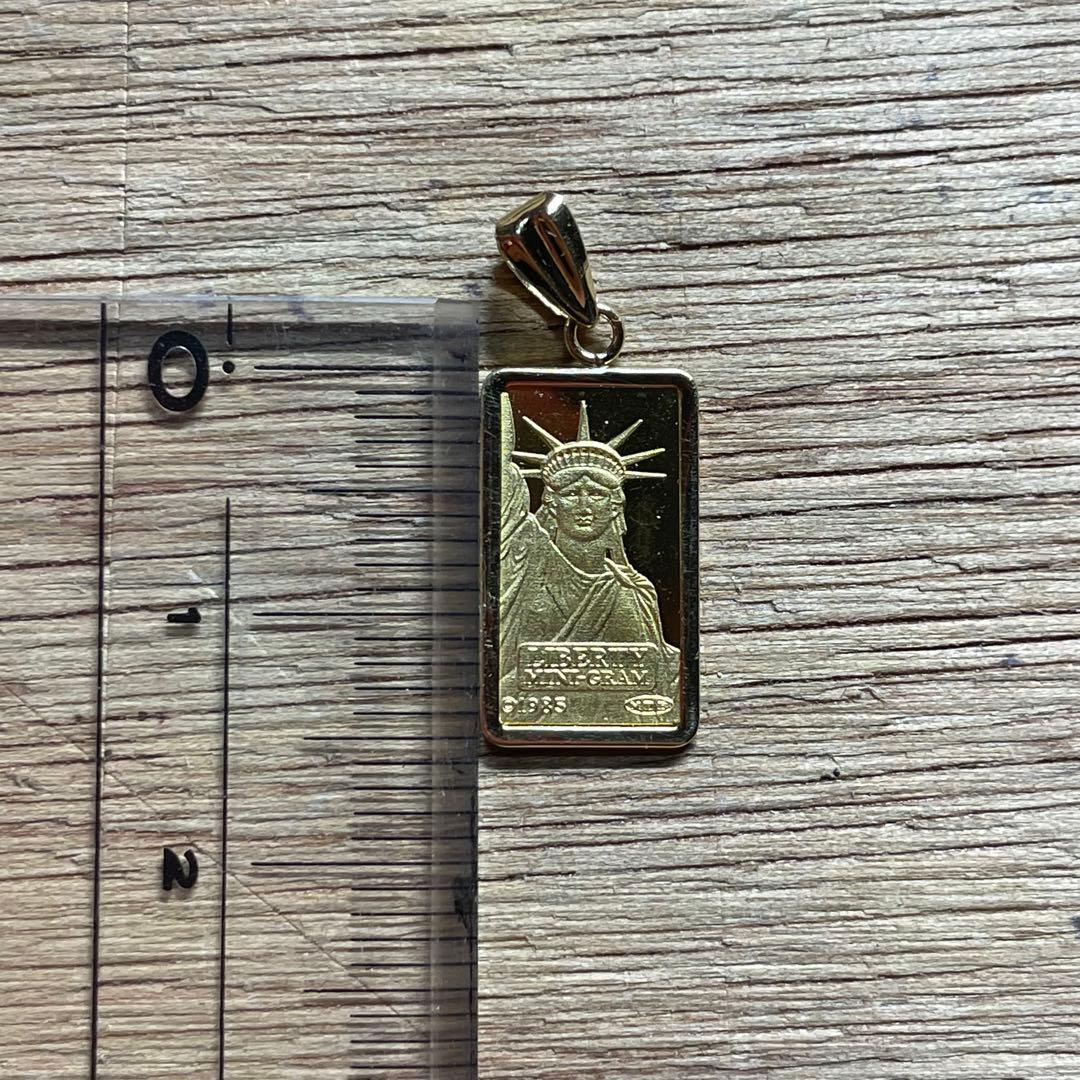 金貨 自由の女神 角型 純金 1.2g ペンダントトップ ゴールド　GOLD