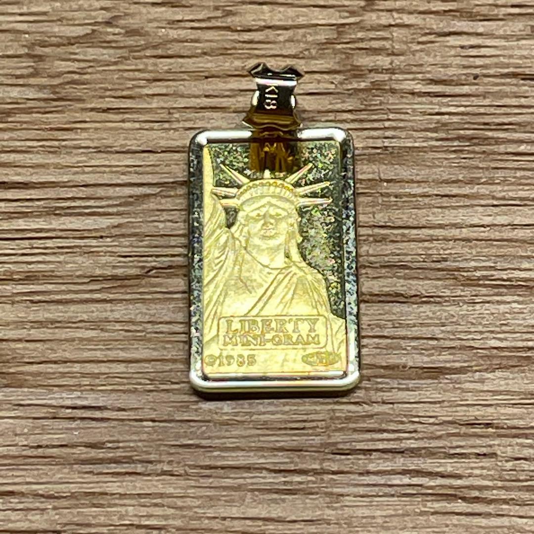 金貨 自由の女神 角型 純金 1.2g ペンダントトップ ゴールド　GOLD