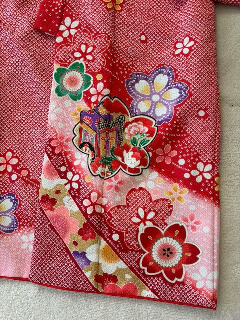 c*u様 美品 ７歳 七五三 お着物セット 作り帯 バッグ 草履 帯揚げ しごき