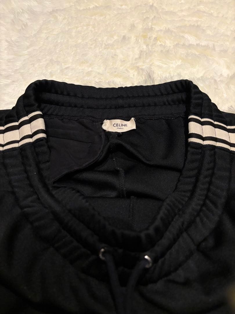 極美品　CELINE ブラック パンツ　サイドラインロゴ刺繍