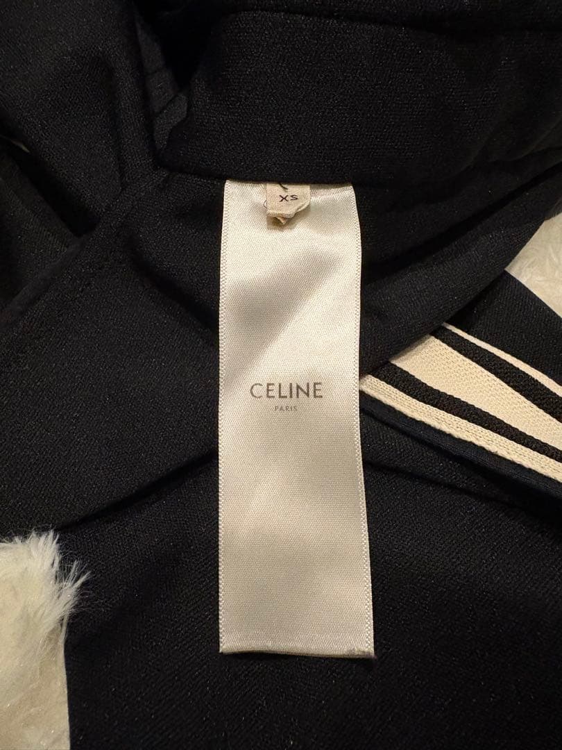 極美品　CELINE ブラック パンツ　サイドラインロゴ刺繍