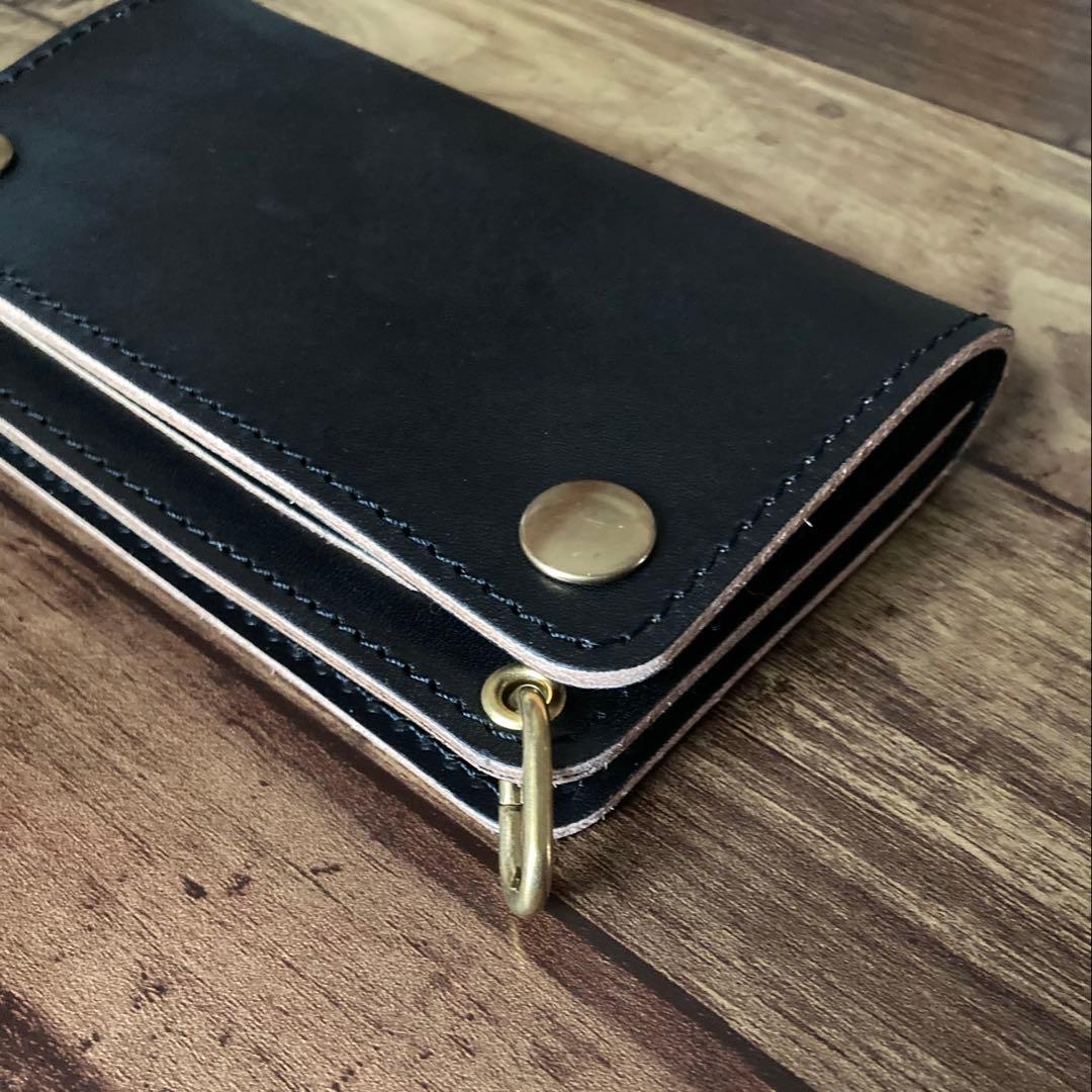 国産ステアハイド トラッカーウォレット150（ミドル）2.5層　茶芯ブラック