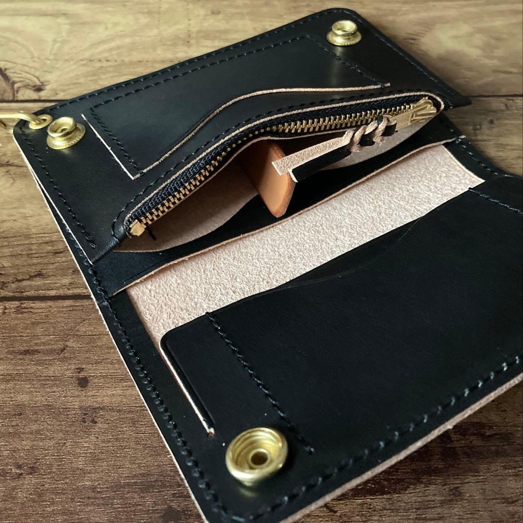 国産ステアハイド トラッカーウォレット150（ミドル）2.5層　茶芯ブラック