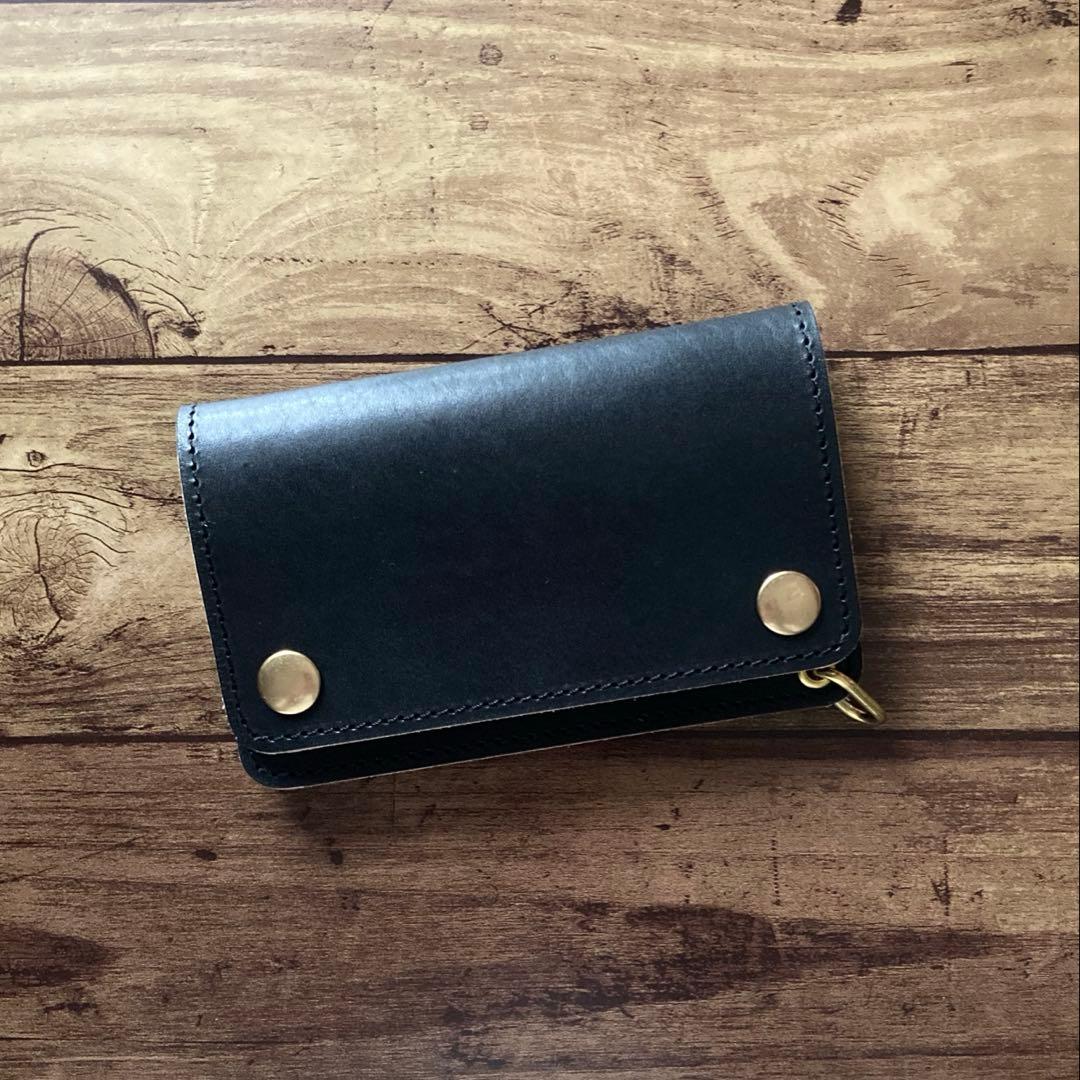 国産ステアハイド トラッカーウォレット150（ミドル）2.5層　茶芯ブラック