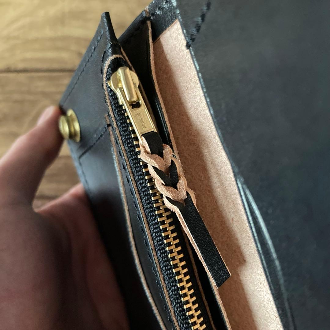 国産ステアハイド トラッカーウォレット150（ミドル）2.5層　茶芯ブラック