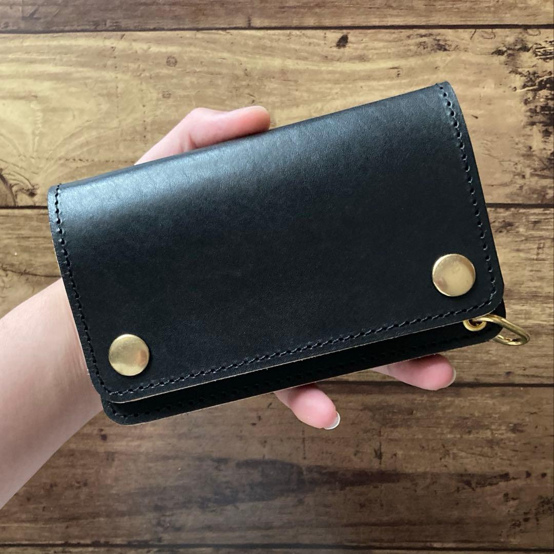 国産ステアハイド トラッカーウォレット150（ミドル）2.5層　茶芯ブラック