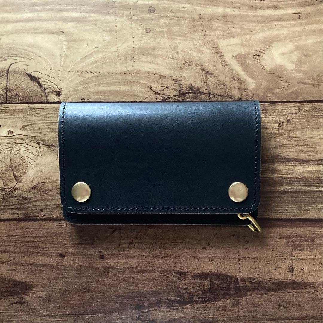 国産ステアハイド トラッカーウォレット150（ミドル）2.5層　茶芯ブラック