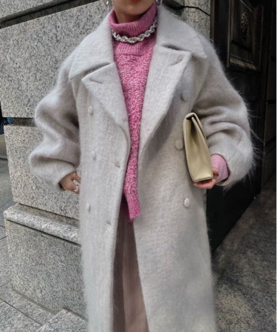 ジャケット・アウター Ameri)DEFORMATION COLLAR SHAGGY COAT