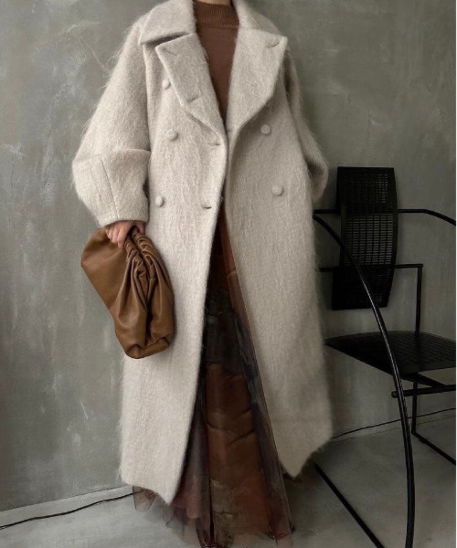 ジャケット・アウター Ameri)DEFORMATION COLLAR SHAGGY COAT