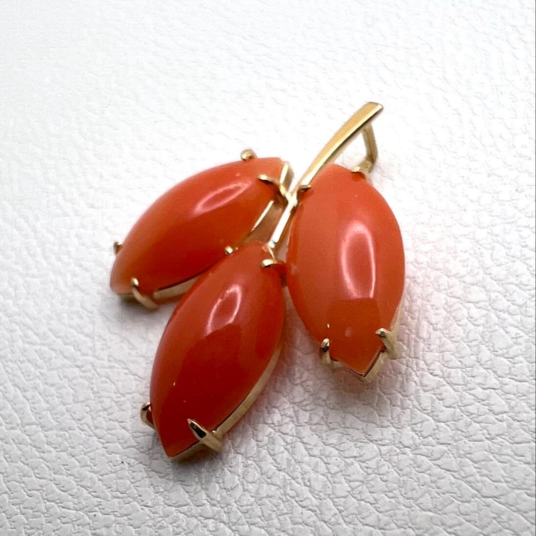 K18 ペンダントトップ　珊瑚　1.36 g