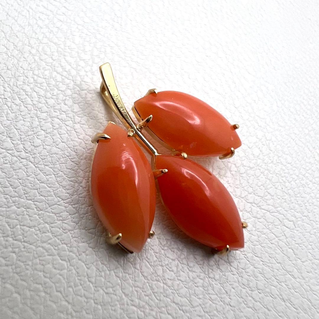 K18 ペンダントトップ　珊瑚　1.36 g