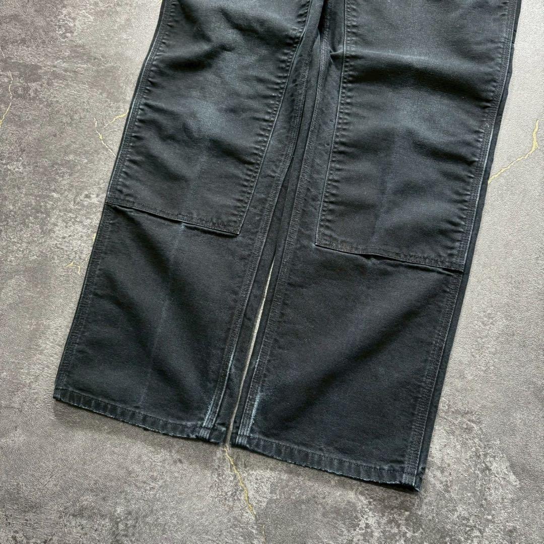美品USA製カーハートダブルニーダックパンツブラック黒W35L31古着ワーク