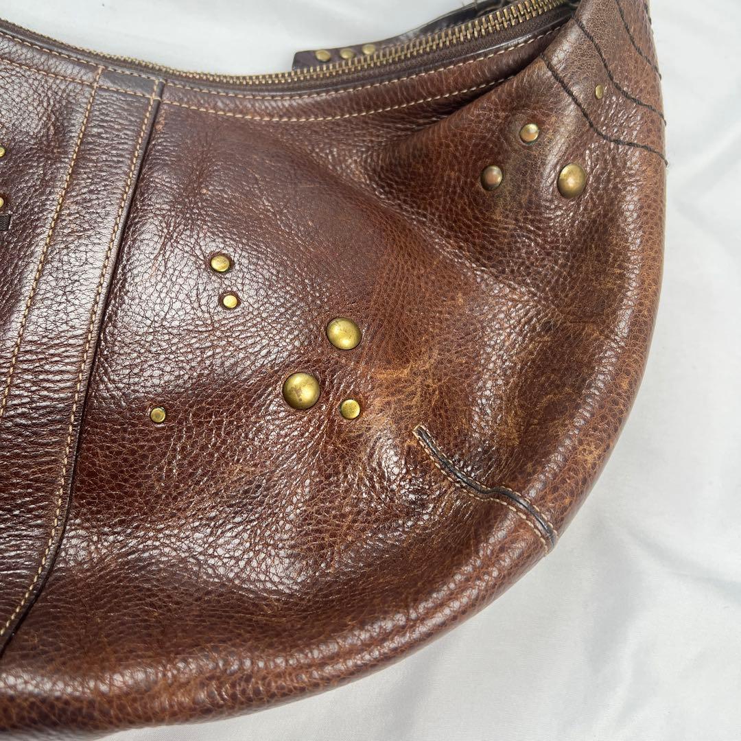 バッグ COACH SOHO studs one shoulder bag brown
