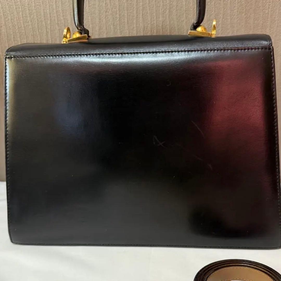 Ferragamo ガンチーニ ハンドバッグ 黒 ブラック【ショルダーなし】