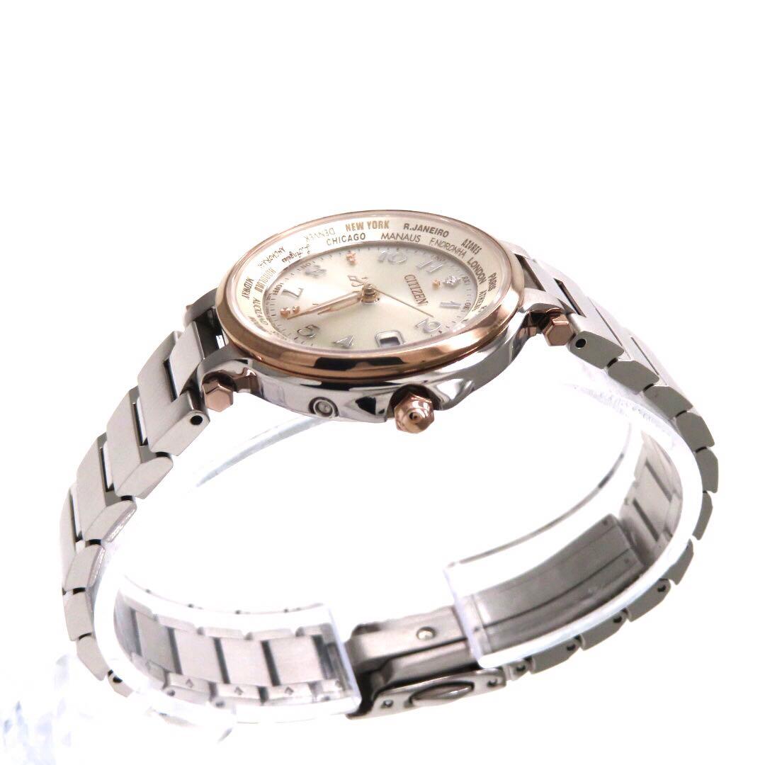 極美品 EC1015 53A クロスシー 電波ソーラー ダイヤ コンビ H246