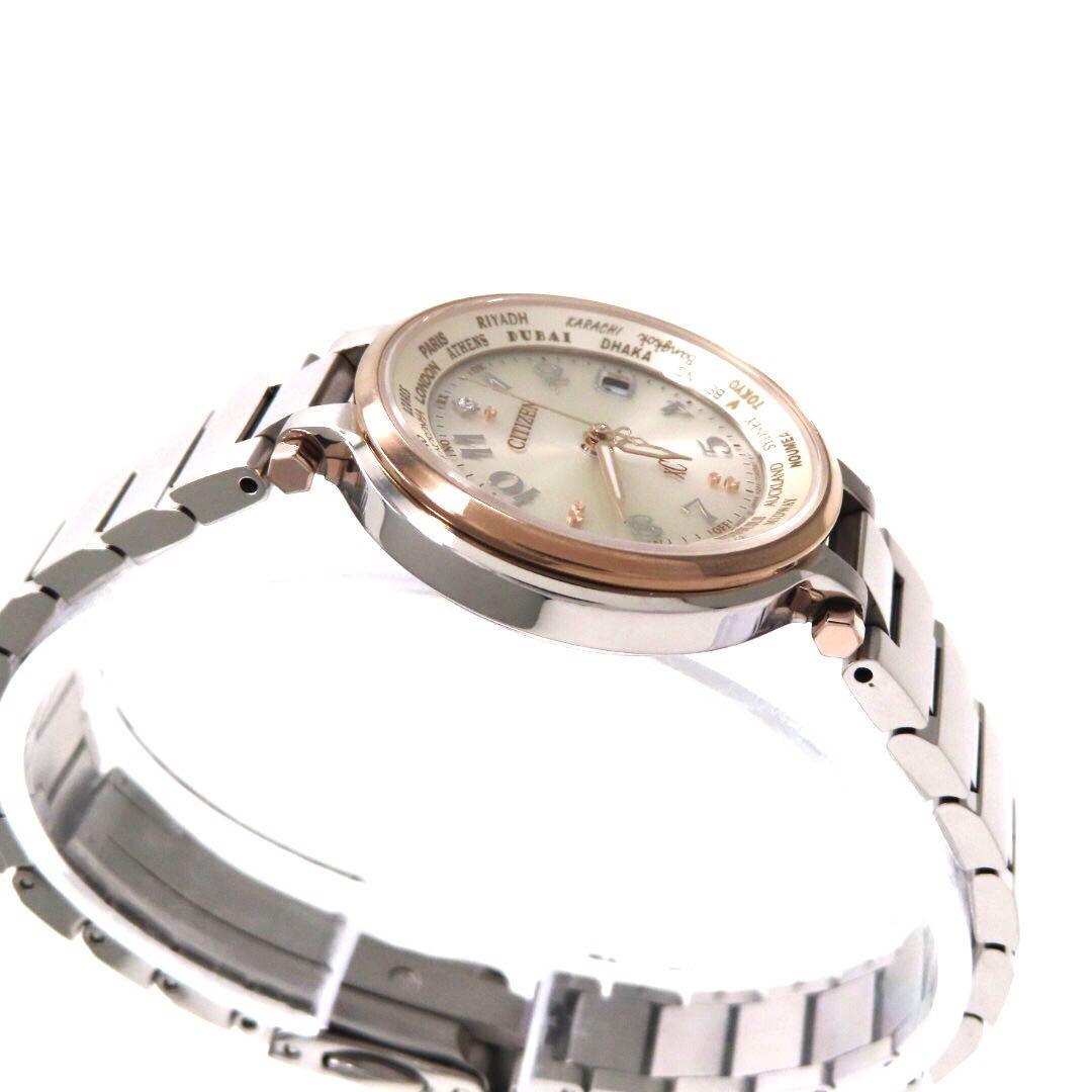 極美品 EC1015 53A クロスシー 電波ソーラー ダイヤ コンビ H246