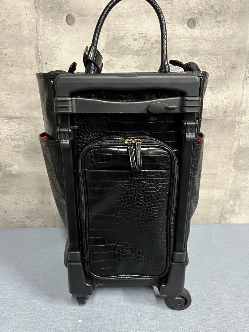 ☆【美品】SWANY スワニー クロコ調 4輪 キャリーバッグ ストッパー付