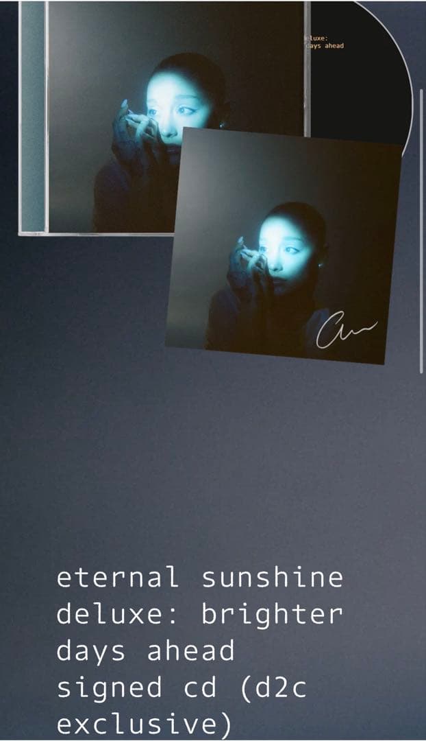 直筆サイン入り アリアナグランデ 「エターナル サンシャイン」 CD ラストワン
