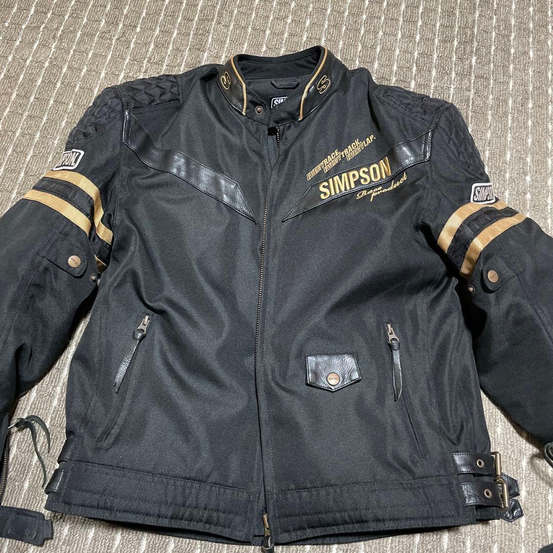 SIMPSON Lサイズ バイクジャケット 黒/金