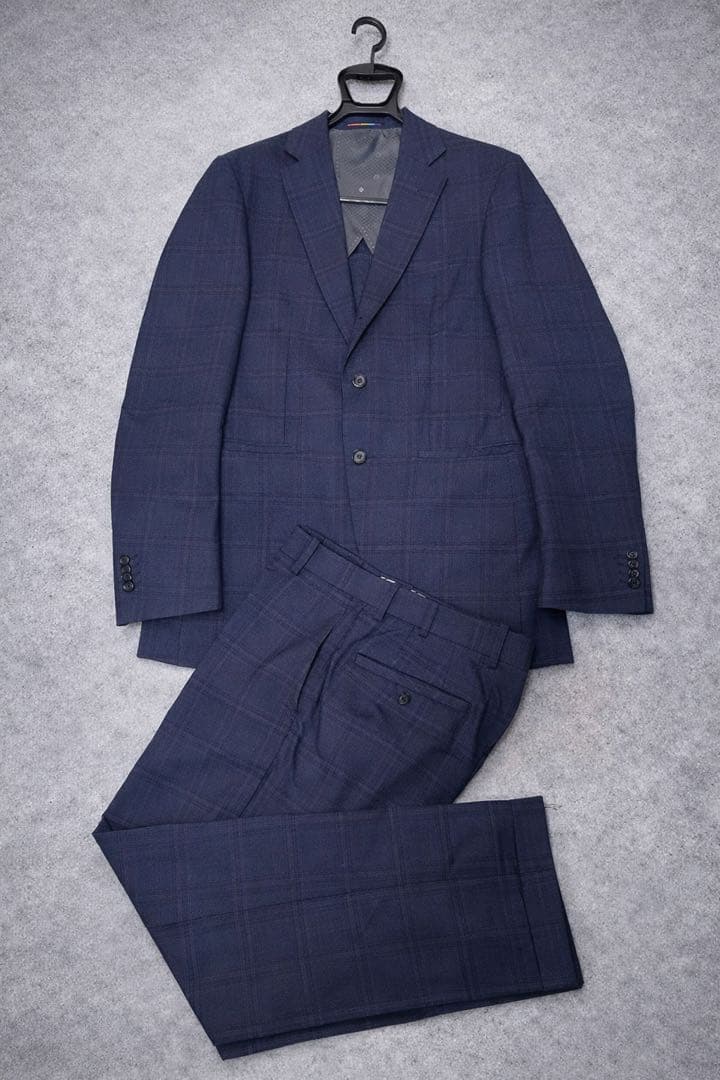 【新品】ORIHICA スーツ 上下セット メンズ ネイビー チェック柄　超お得