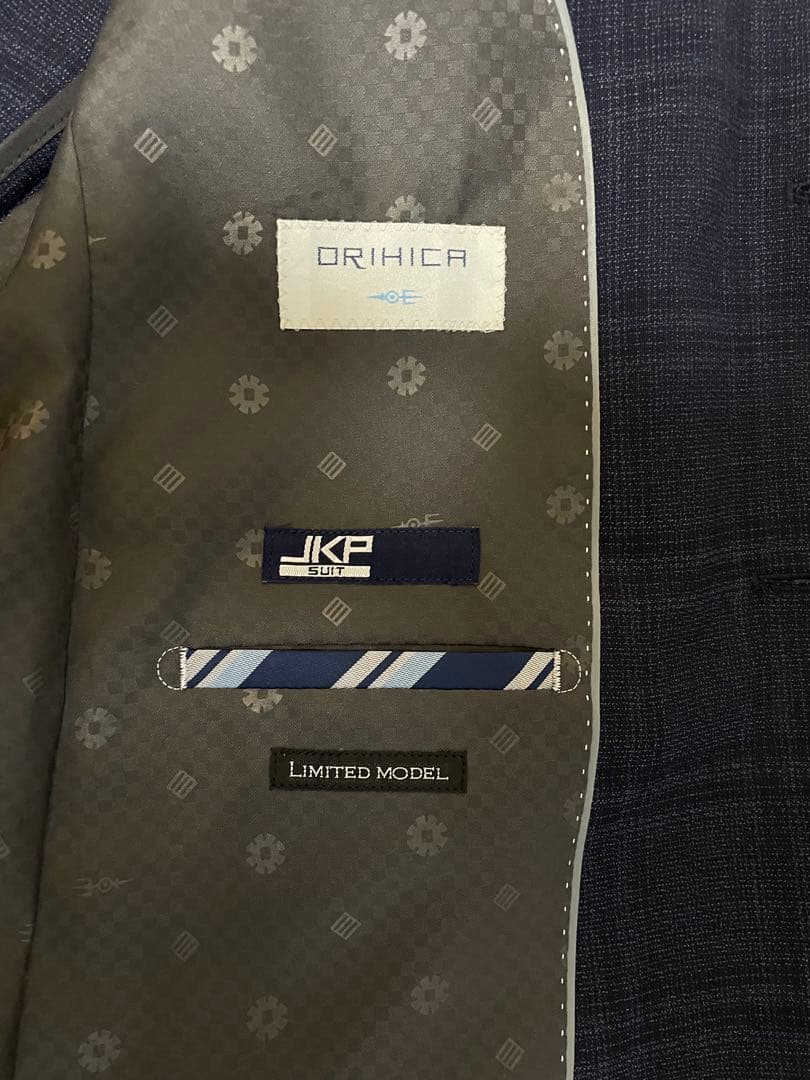 【新品】ORIHICA スーツ 上下セット メンズ ネイビー チェック柄　超お得