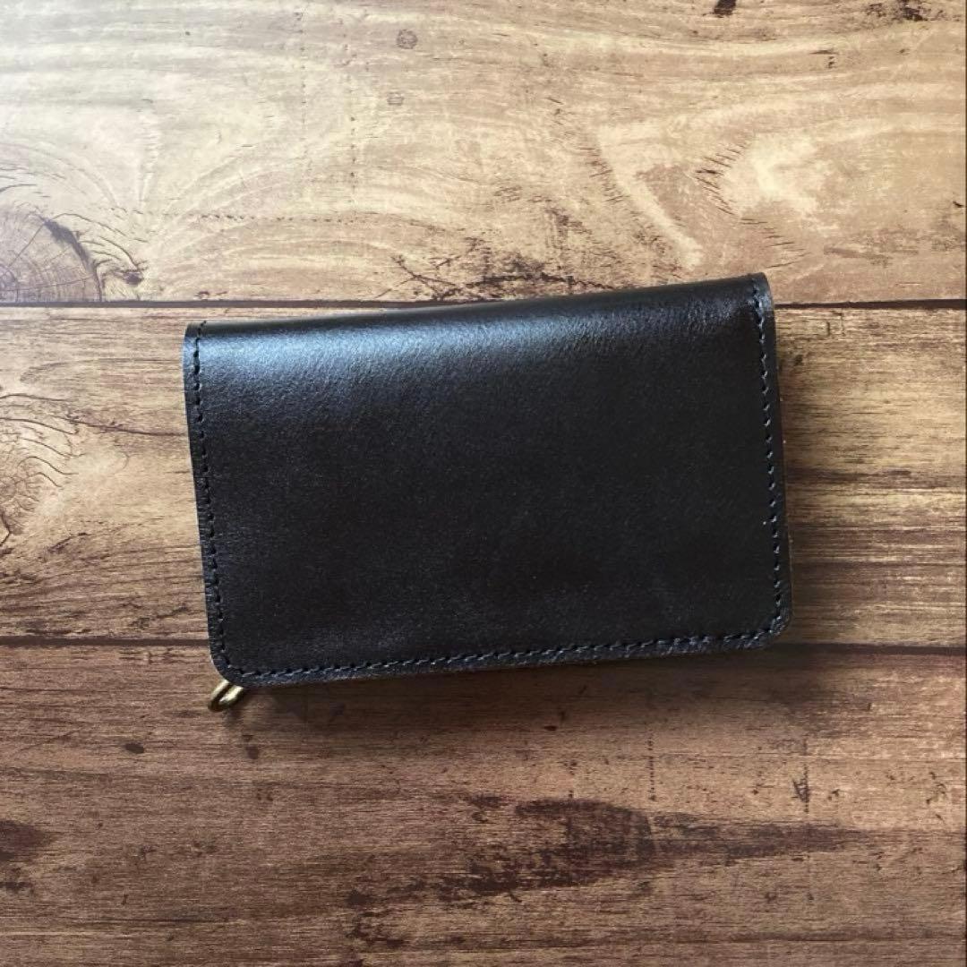 【お札を折らずに収納】ミドルトラッカーウォレット 3層 茶芯ブラック【受注生産】