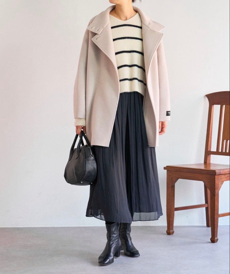 【24SS美品】BEARDSLEY シワシフォンギャザーパンツ　黒　サイズ2