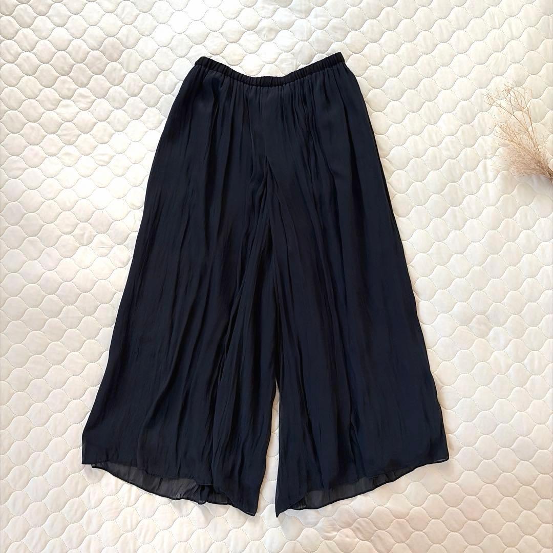 【24SS美品】BEARDSLEY シワシフォンギャザーパンツ　黒　サイズ2