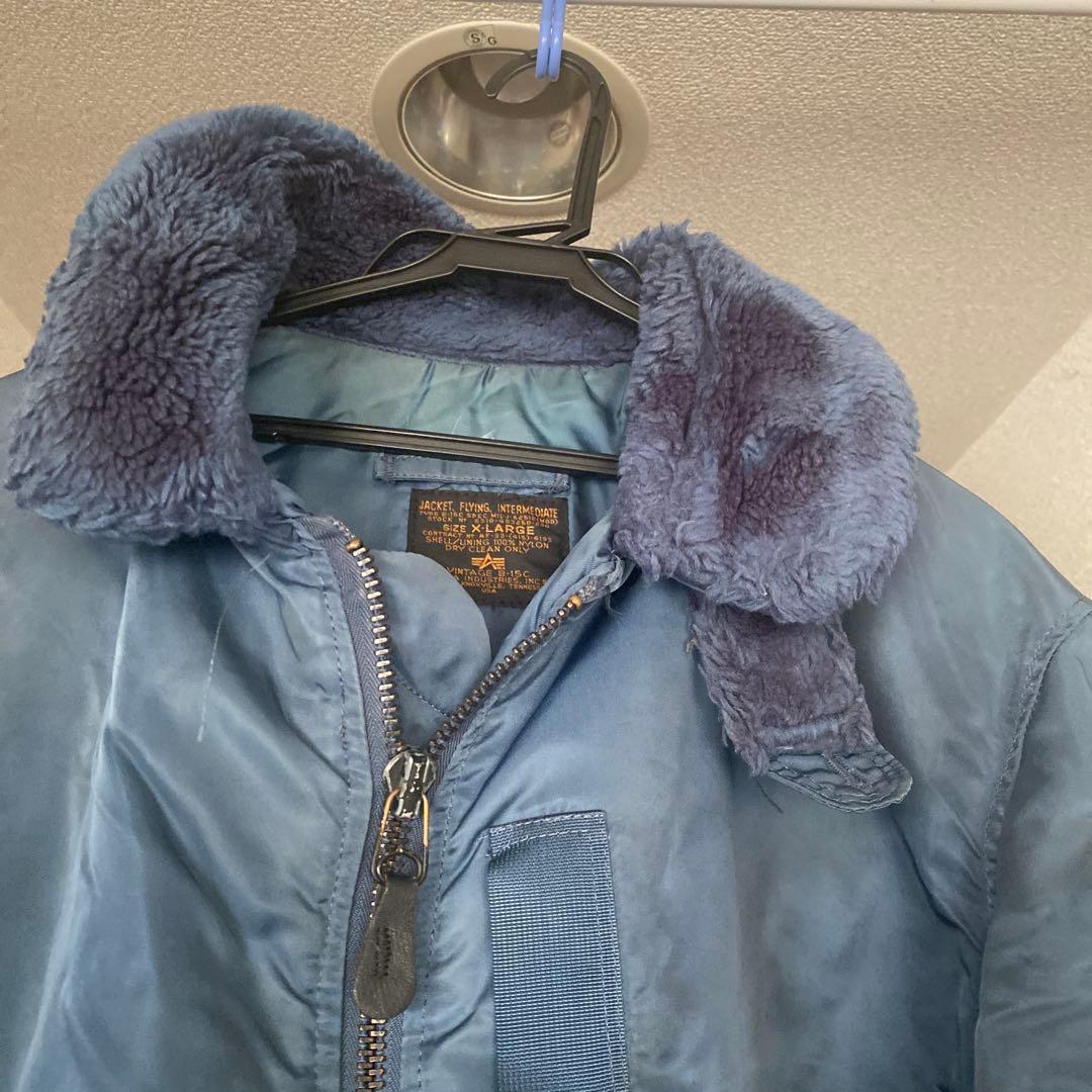 最終値下げ❣️古着USA製ネイビー MA-1 フライトジャケット ボア襟付き