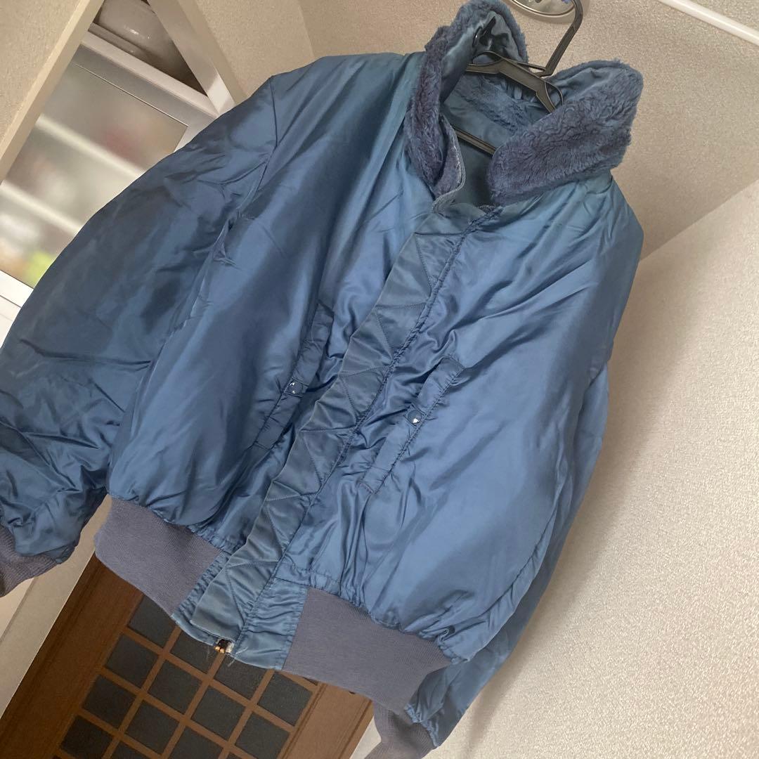 最終値下げ❣️古着USA製ネイビー MA-1 フライトジャケット ボア襟付き