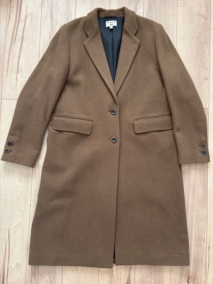 美品 ユニクロ イネス ツイードコート チェスターコート ブラウン XL