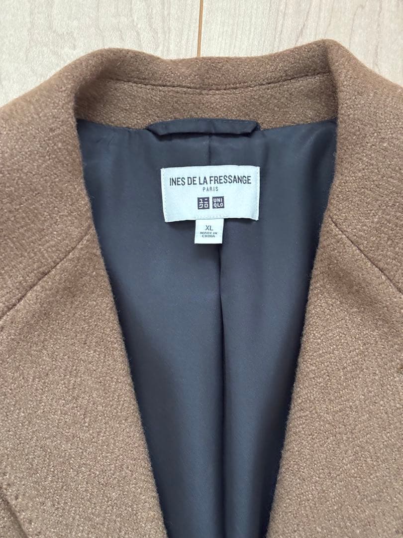 美品 ユニクロ イネス ツイードコート チェスターコート ブラウン XL