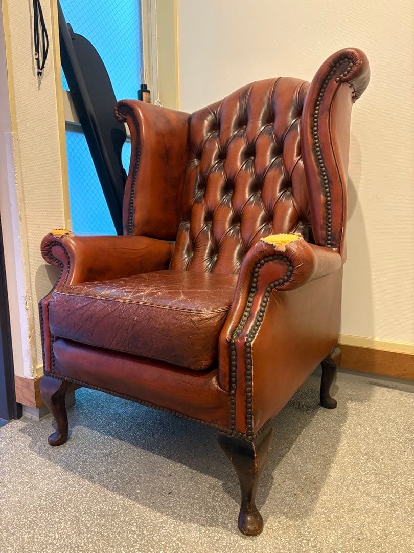 【UK】本革 アンティークチェスターフィールド