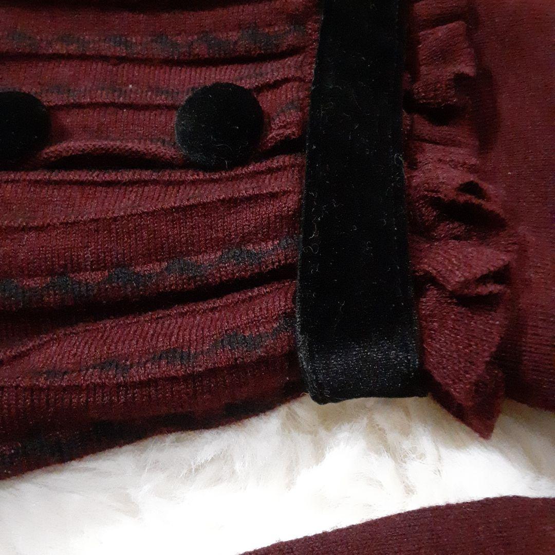 グレースコンチネンタル　マーメイドニットロングワンピース　バーガンディ×黒　美品