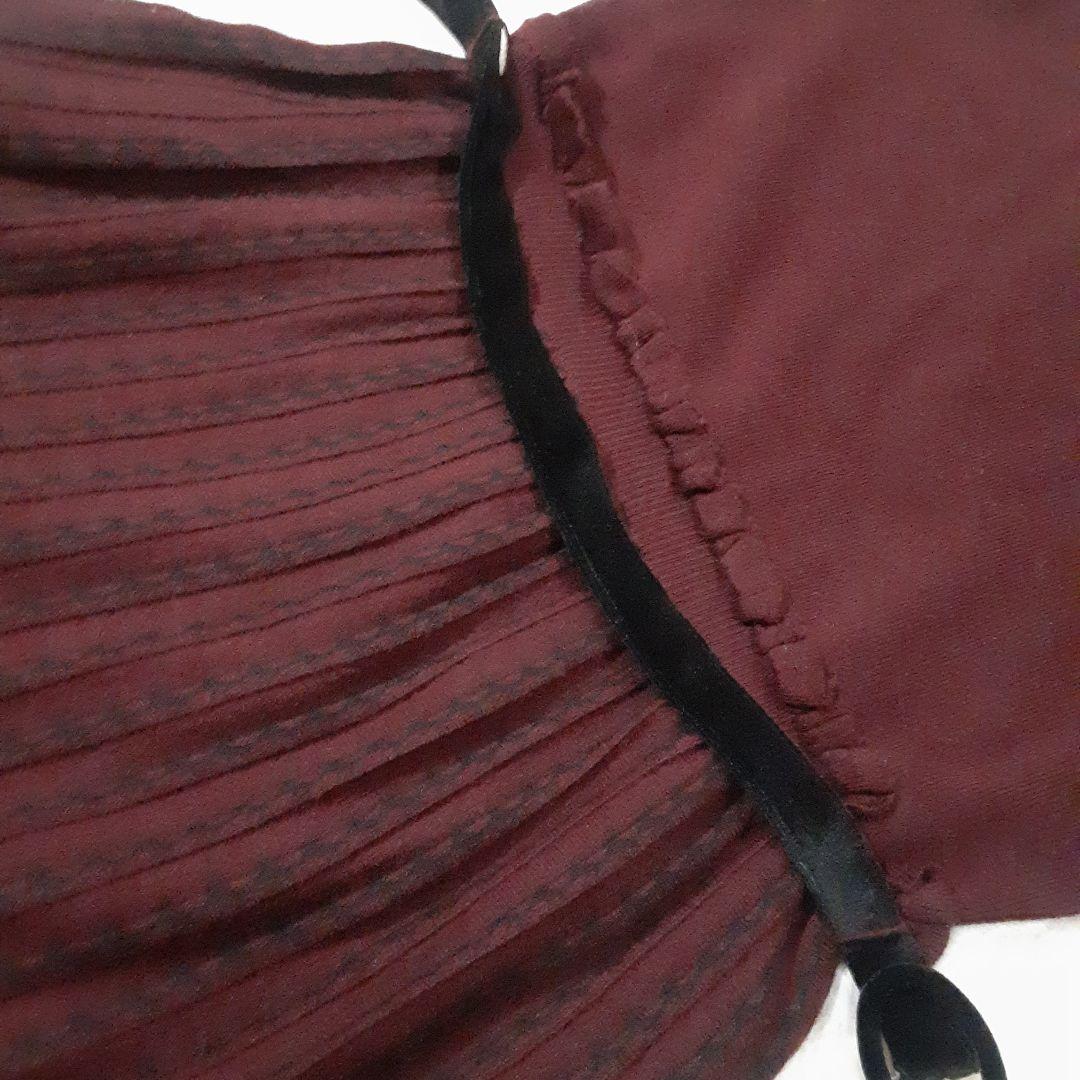 グレースコンチネンタル　マーメイドニットロングワンピース　バーガンディ×黒　美品