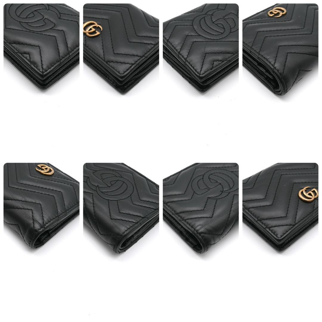 グッチ 折財布 カーフレザー GGマーモント コンパクト ブラック 黒 2452
