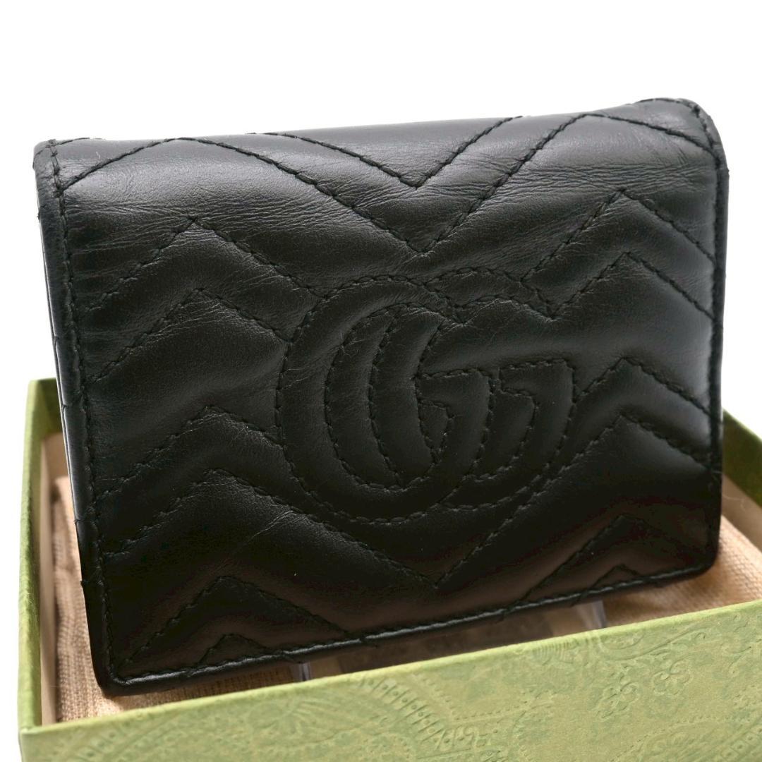 グッチ 折財布 カーフレザー GGマーモント コンパクト ブラック 黒 2452