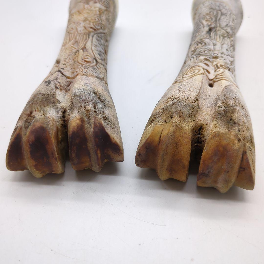 骨の彫刻品　牛骨？　骨董品　彫刻　時代物