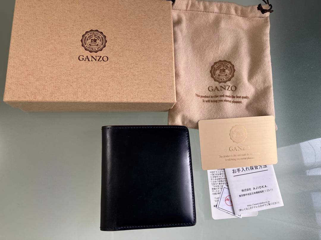 GANZO ガンゾ　コードバン　ミニ財布　ネイビー　二つ折り財布