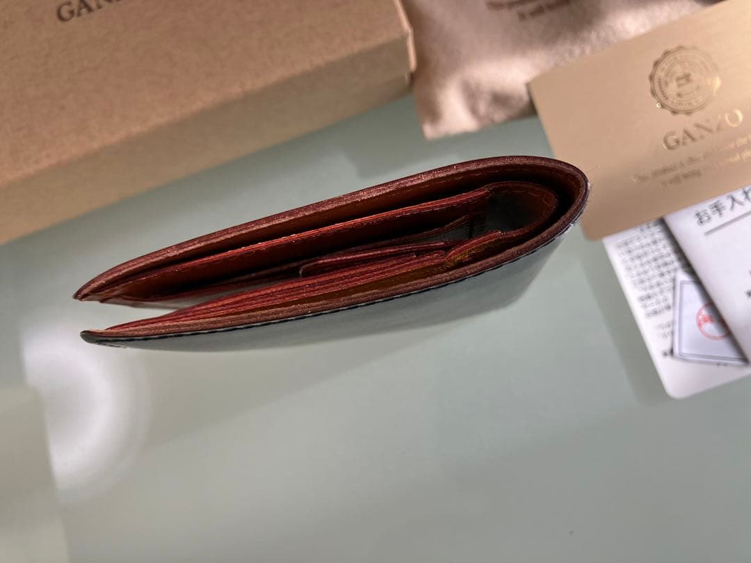 GANZO ガンゾ　コードバン　ミニ財布　ネイビー　二つ折り財布